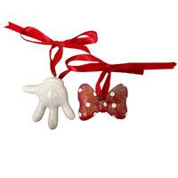 Disney Christmas Bow & Glove Hanging 2pc Set 6.5cm