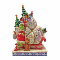 Grinch & Max Standing by Sleigh 21.5cm