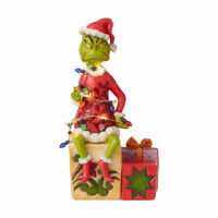 Lit Grinch On Present 19cm