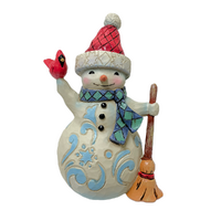 Snowman Holding Cardinal 13cm