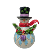 Snowman With Holly Garland 13cm