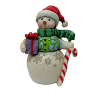 Snowman With Gift and Candy Cane 9cm