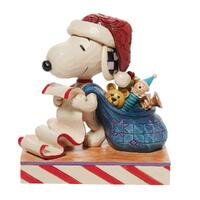 Santa Snoopy with List & Bag 9cm