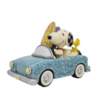 Snoopy Driving Car w. Woodstock & Surfboards 18cm