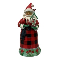 Santa w. House & Cardinals 15cm