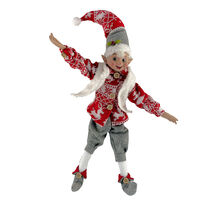 RAZ Snowed In Red/Grey Elf Boy 40cm
