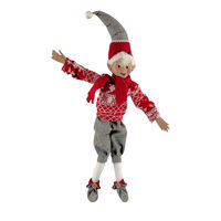 RAZ Snowed In Red/Grey Elf Girl 40cm