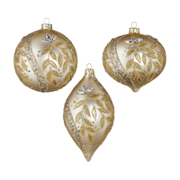 RAZ Gold Leaf Glass Bauble 13cm (3 Styles)