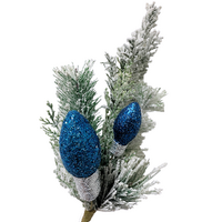 Lightbulb & Snowy Pine Spray Blue 46cm