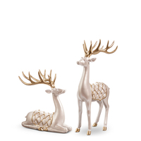 RAZ Champagne Pearlescent Deer 33cm Set of 2