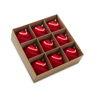 RAZ Vintage Red Satin Set 9 Balls 7.5cm