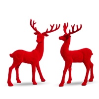 Red Flock Reindeer Asst 33cm