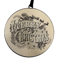 Vintage Merry Christmas Disc Black 15cm