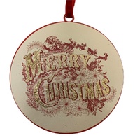 Vintage Merry Christmas Disc Red 15cm