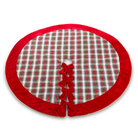 Plaid Tree Skirt w. Bows 153cm