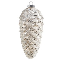 White Glittered Pinecone 15cm