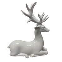 Sitting White Deer 21cm