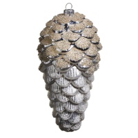 Iced Pinecone Silver 20cm