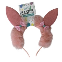 Furry Bunny Headband Pink