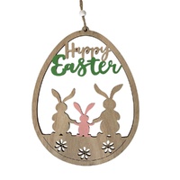 Happy Easter Sign w/ Bunnies 22cm