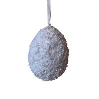 Sequin Easter Egg White 9cm