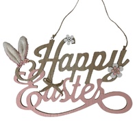 Happy Easter Plaque Pink 29cm