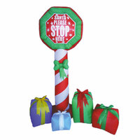 Inflatable Santa 'Please Stop Here Sign' 210cm with LED Lights