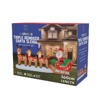 Inflatable Reindeer Santa Sleigh 360cm