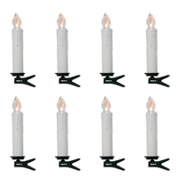 Tall Clip Candles White LED Set of 8 12.5cm