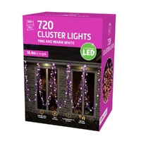 720 LED Cluster Lights Pink & Warm White 10m