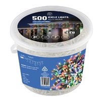 LED 500 Multicolour Flashing Icicles Tub 9.9m