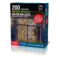 200 Timer Curtain Lights Warm White