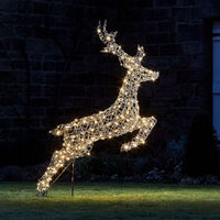 LED Rattan Leaping Reindeer Twinkle