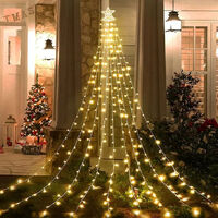Waterfall Tree with Top Star Warm White