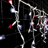 LED Icicle Lights RED & COOL WHITE 4.8m Extendable