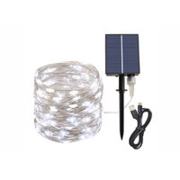 Solar USB Dual LED Wire Lights 200 Cool