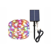 Solar USB Dual LED Wire Lights 200 Multi