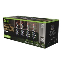 Solar LED Mesh Spiral Trees Multicolour 4pk 40cm