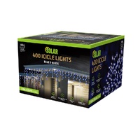 Solar 400 LED Icicle Lights White & Blue 8m