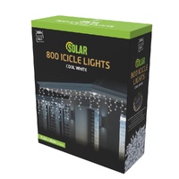 Solar Icicle Lights 800 Cool White
