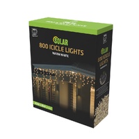 Solar Icicle Lights 800 Warm White