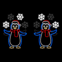 Penguin Juggling Snowflakes 180cm Animated