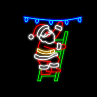 Santa Hanging Christmas Lights Motif 110cm