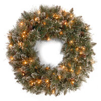 Glittery Bristle LED Wreath 76cm