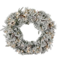Pine Berry Flocked LED Wreath 76cm