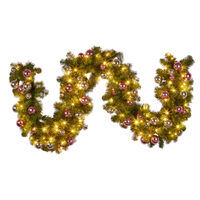 Garland with Lights with Pink Baubles 274cm 