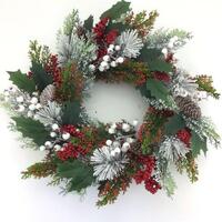 Christmas Holly Wreath 55cm