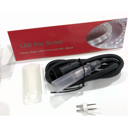 Rope Light Extension Male 1m - Black 2 Pin