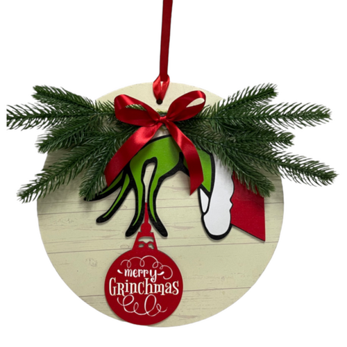 Wooden Green Elf Holding Bauble