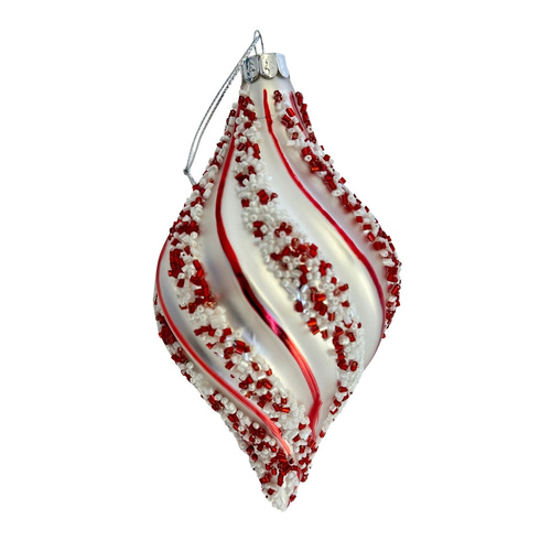 Silver & Red Candy Long Drop Hanging 10cm